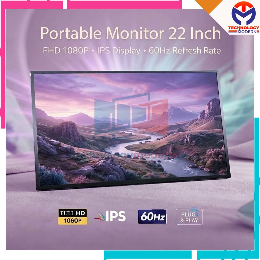HDMI Monitor Portabel 22 Inch IPS Display 1080p60hz Support Dual Speaker 3