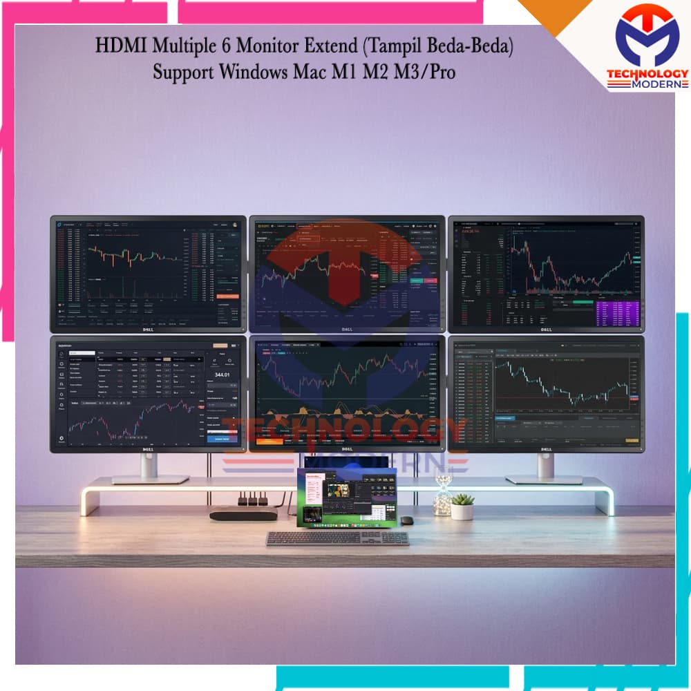 Multiple Monitor Extend Display Untuk 6 Monitor Tambahan (Tampil Beda-Beda) Support Windows Mac M1 M2 M3/Pro 2