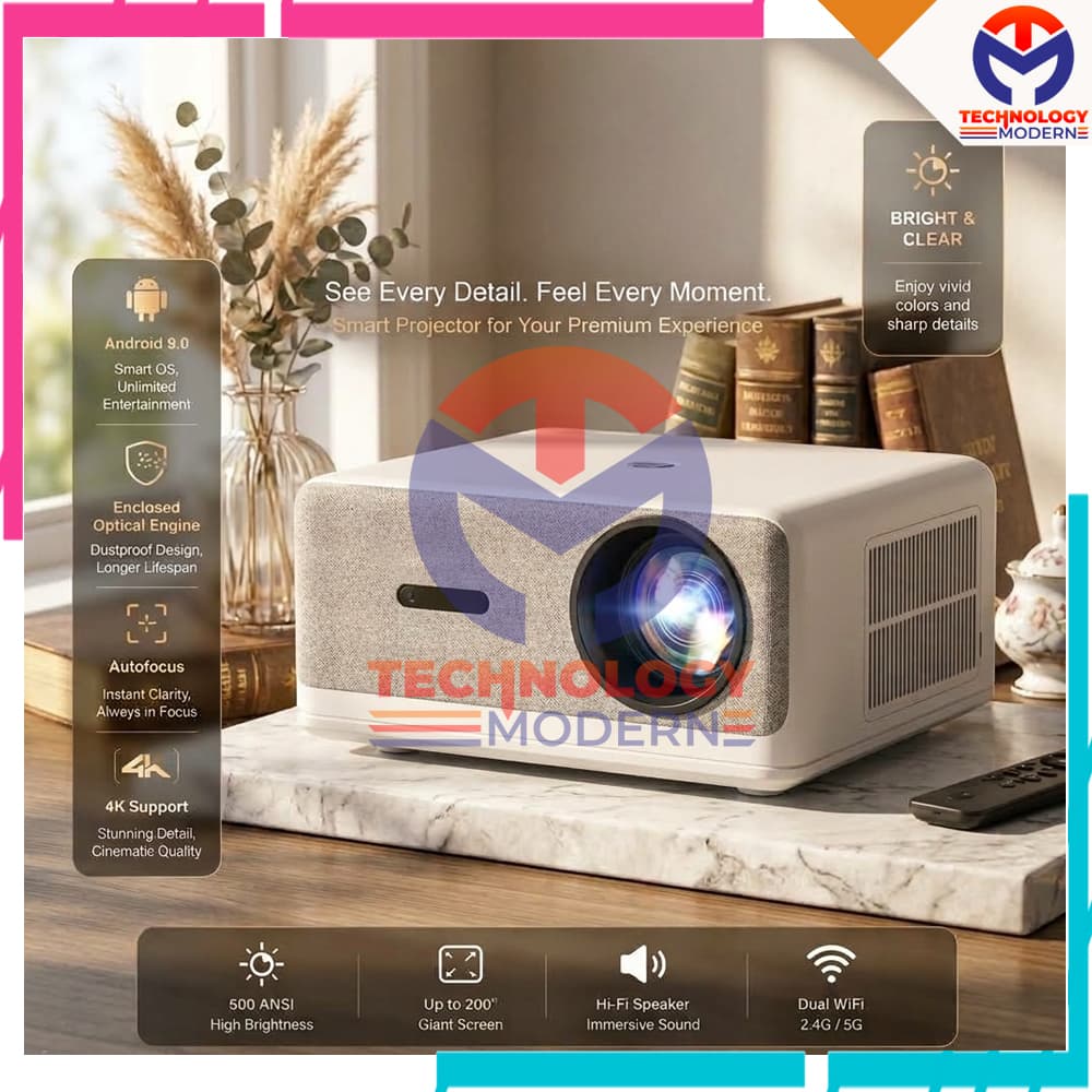 Proyektor Mini Portable Android 9.0 For Home Theater 3D Support Bluetooth & Wifi Original 2