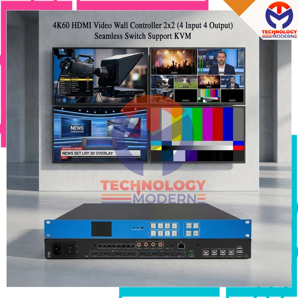 4K60 HDMI Video Wall Controller 2x2 (4 Input 4 Output) Seamless Switching Support Keyboard & Mouse 2