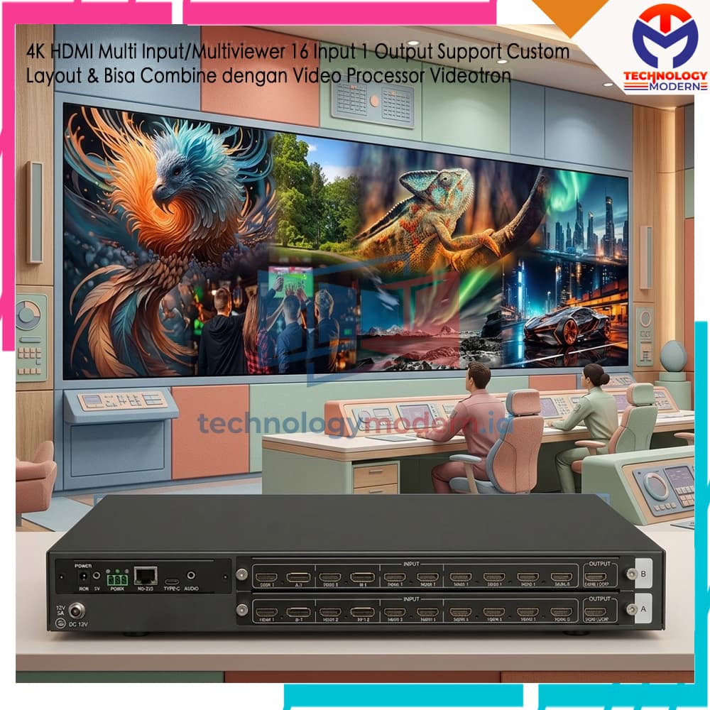 4K HDMI 2.0 Multi Input/Multiviewer 16x1 (16 Input 1 Output) Bisa dikombinasikan ke Processor Videotron Support Custom Layout with Loop Out 5