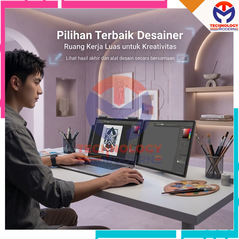 Monitor Portable 14 Inch Side Screen For Laptop 12-16 Inch Support Dual Monitor Extend Display 3