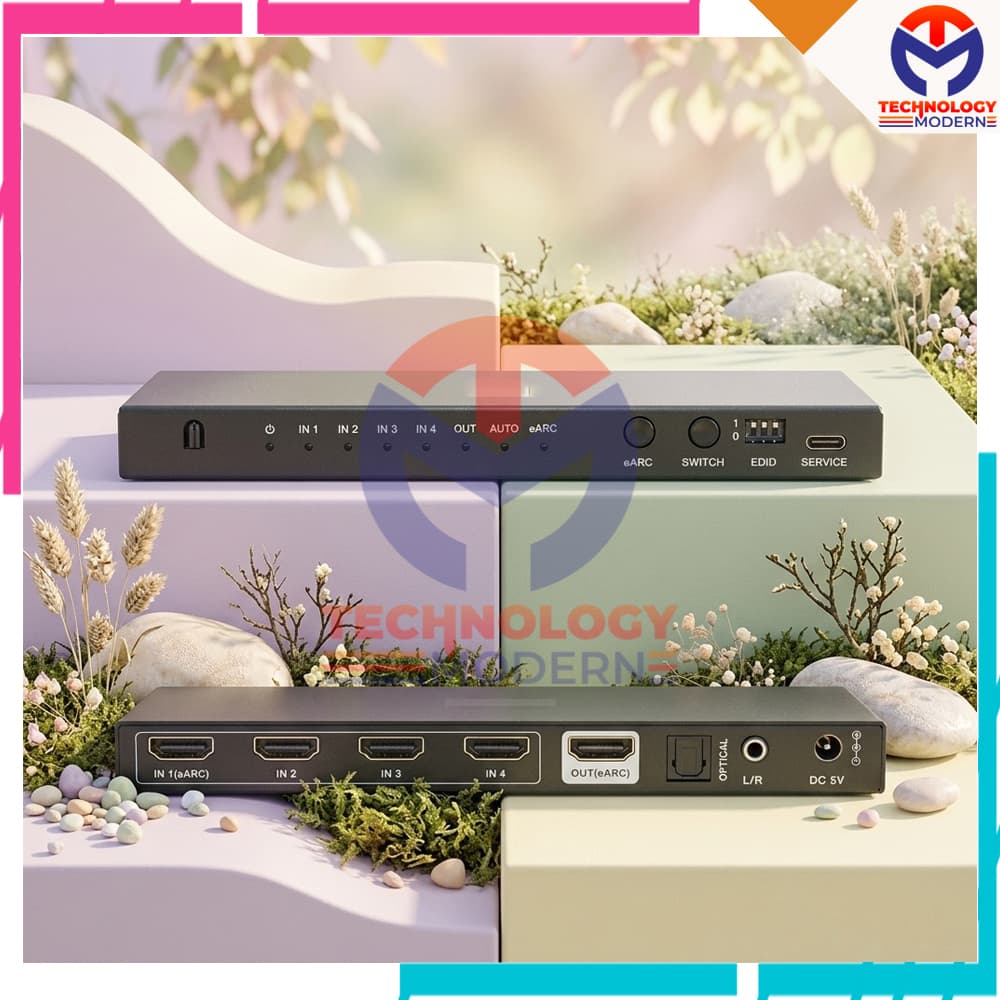 8K HDMI Switch 4x1 with ARC/eARC Audio Extractor Support PS5 Blu Ray Dolby Atmos with 8K60hz & 4K120hz 3