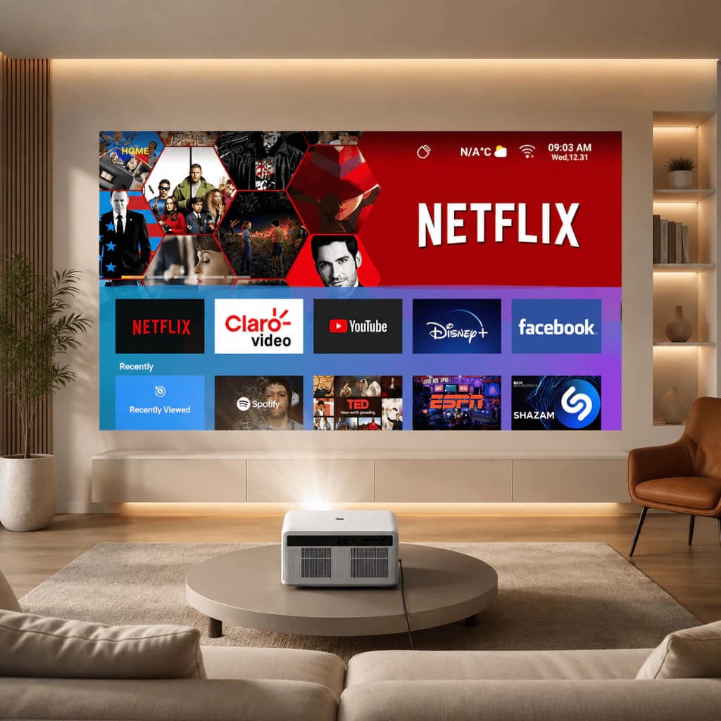 Proyektor Mini Portable Android 9.0 For Home Theater 3D Support Bluetooth & Wifi Original 4