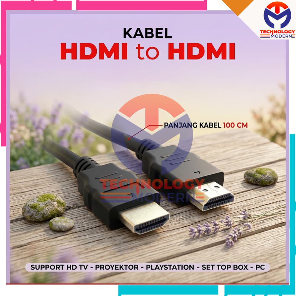 Kabel HDMI Male to Male 1 Meter Support TV Proyektor Set Top Box Play Station PC Original