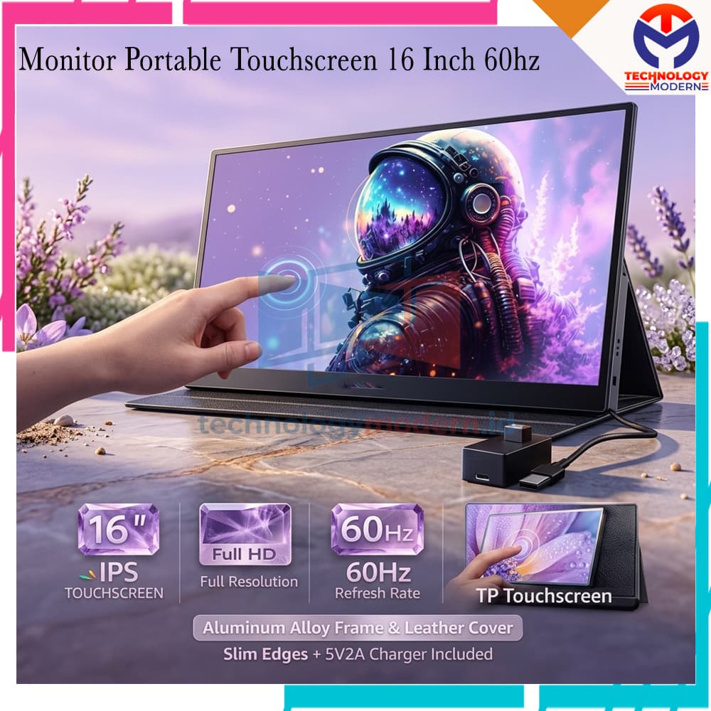 HDMI Monitor Portabel 16 Inch Touchscreen 1080p60hz Support Dual Speaker 2