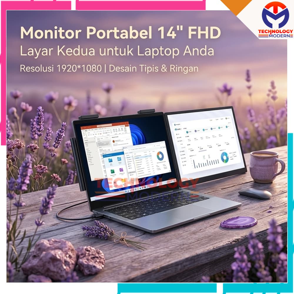 Monitor Portable 14 Inch Side Screen For Laptop 12-16 Inch Support Dual Monitor Extend Display