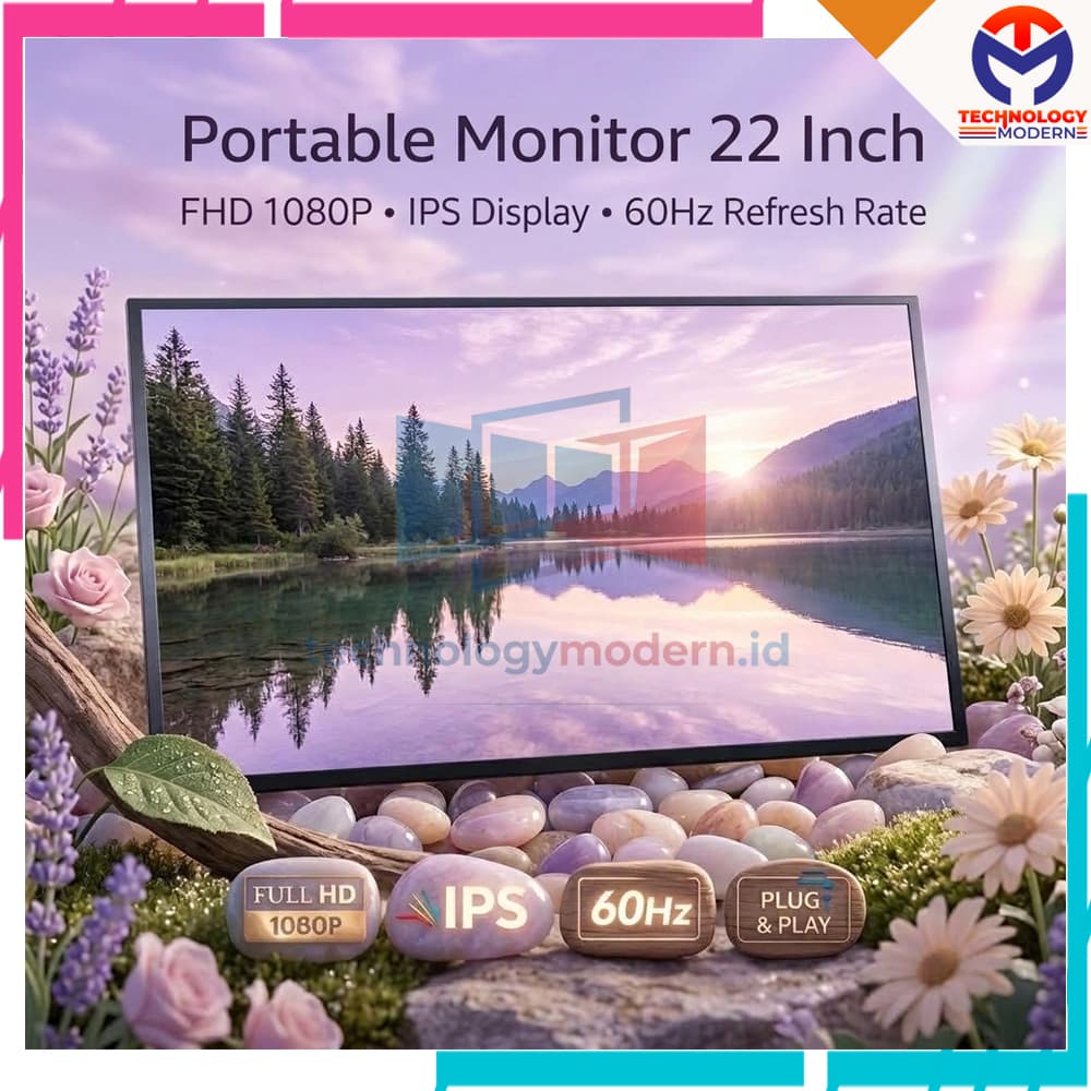 HDMI Monitor Portabel 22 Inch IPS Display 1080p60hz Support Dual Speaker
