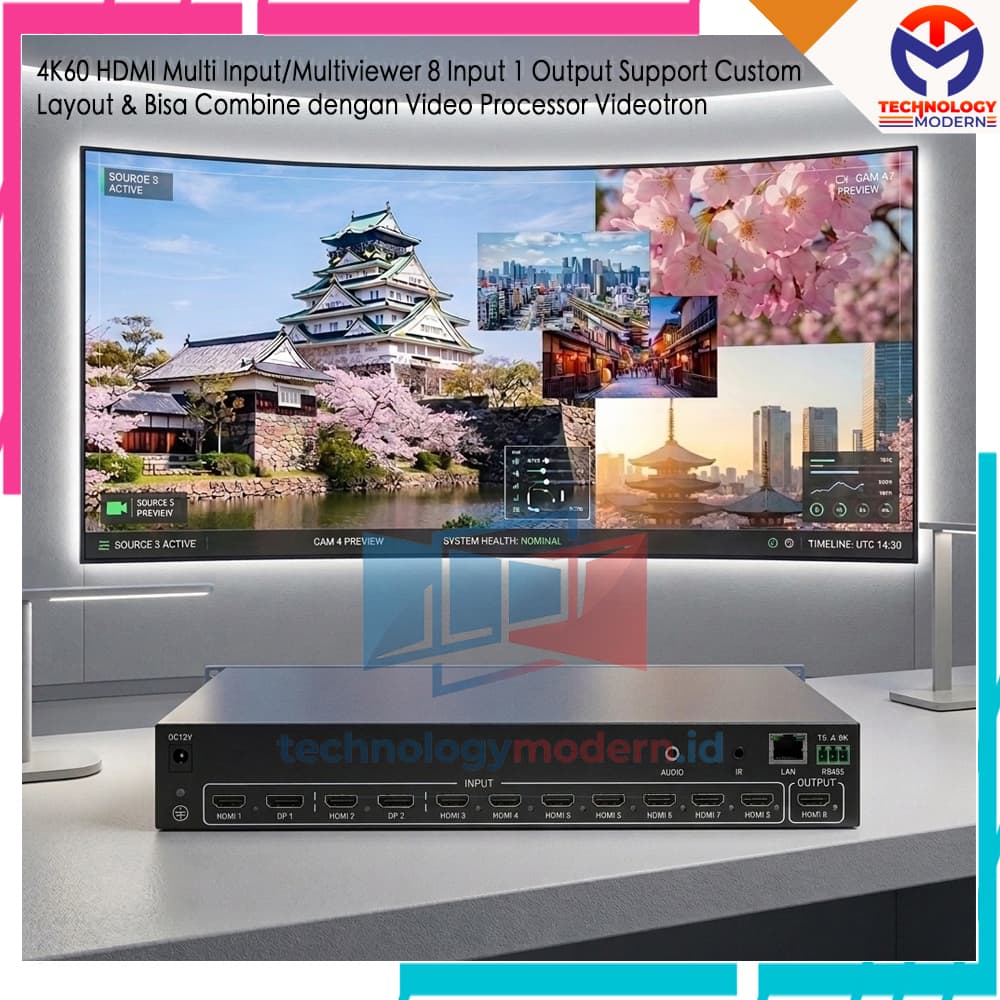 4K HDMI 2.0 Video Processor Multiview 8x1 (8 Input 1 Output) For Video Wall & Videotron Kombinasi Support Custom Layout & WEB Control