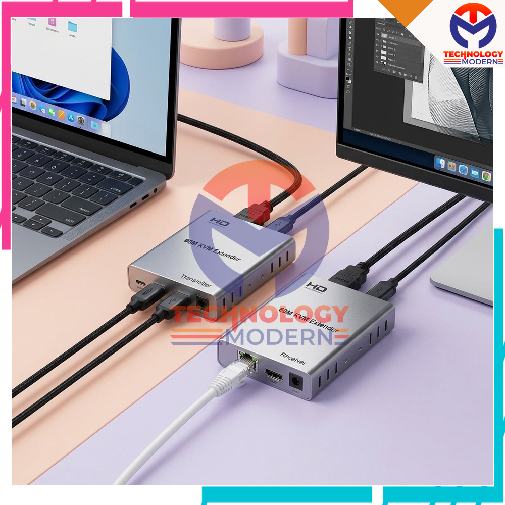 HDMI KVM Extender 60 Meter Over UTP LAN Support Mouse & Keyboard Original