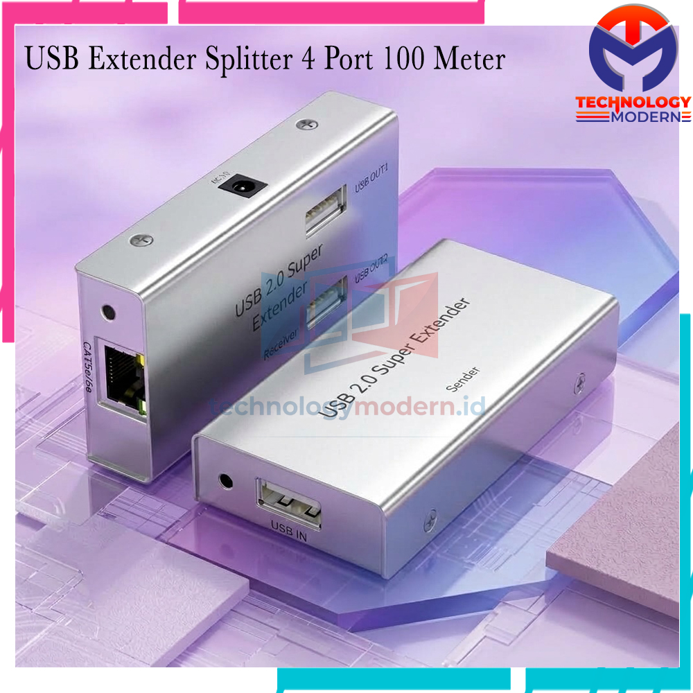 USB Extender Splitter 4 Port Over UTP LAN CAT5E/6 Up to 100 Meter Support Printer CCTV Mouse Keyboard