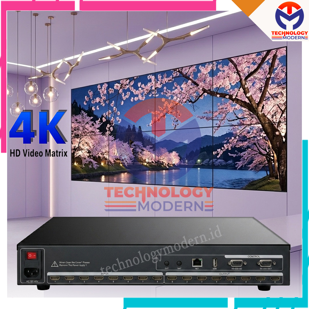 4K60 HDMI Video Matrix Switch 8x8 (8 Input 8 Output) Built In Video Wall Controller/Splicing 2x4 4x2 Control Upper WEB Based
